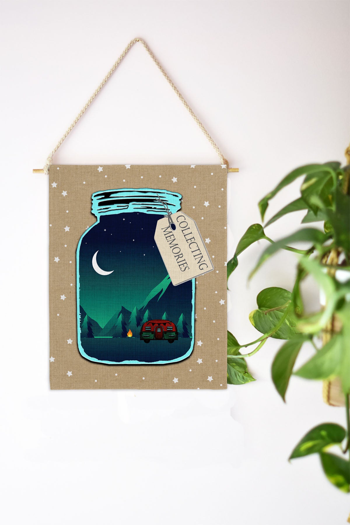 Wall Door Hanging Camping Collecting Memories Mason Jar