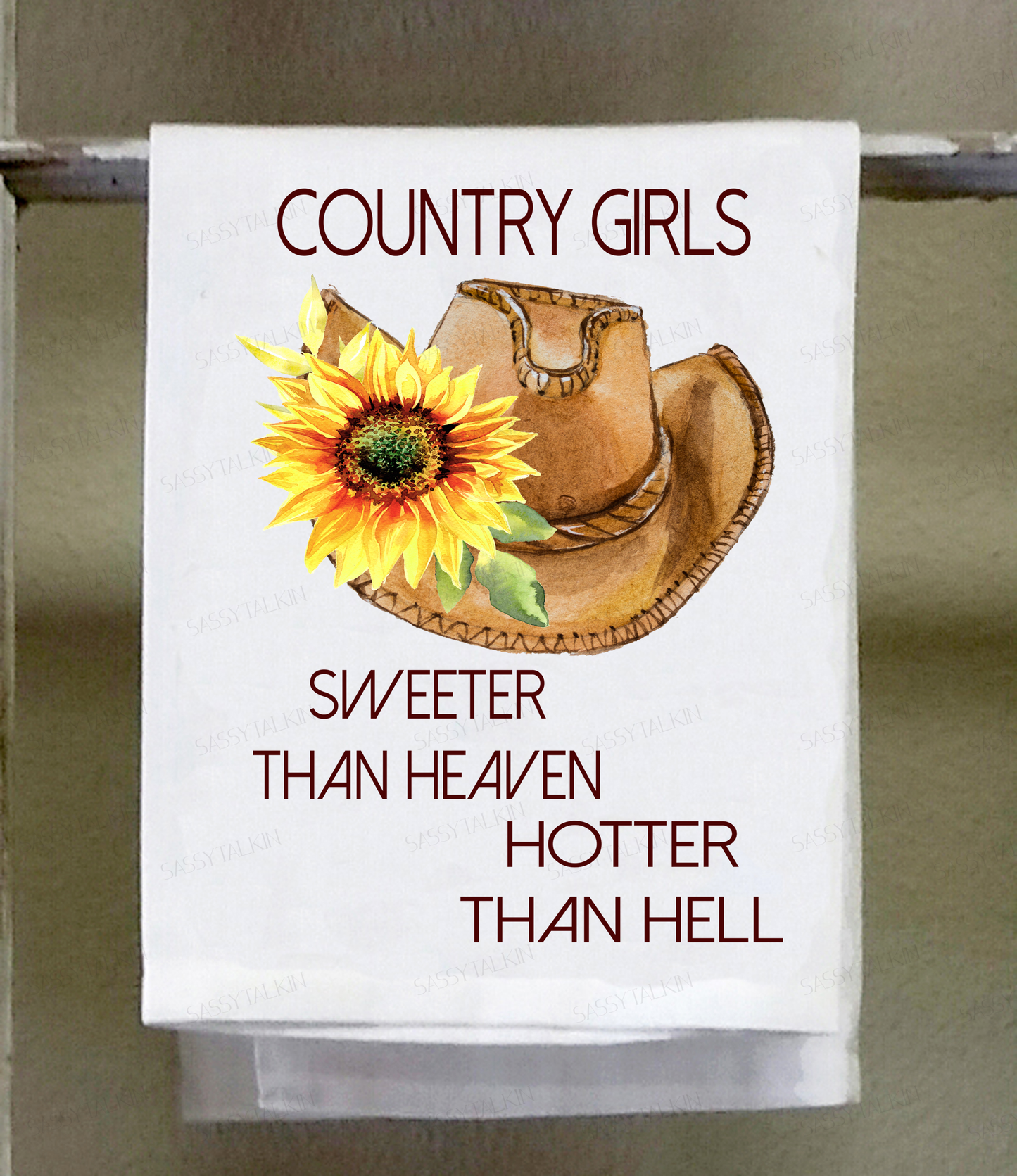 Country Dish Towel, Country Girls sweeter than heaven