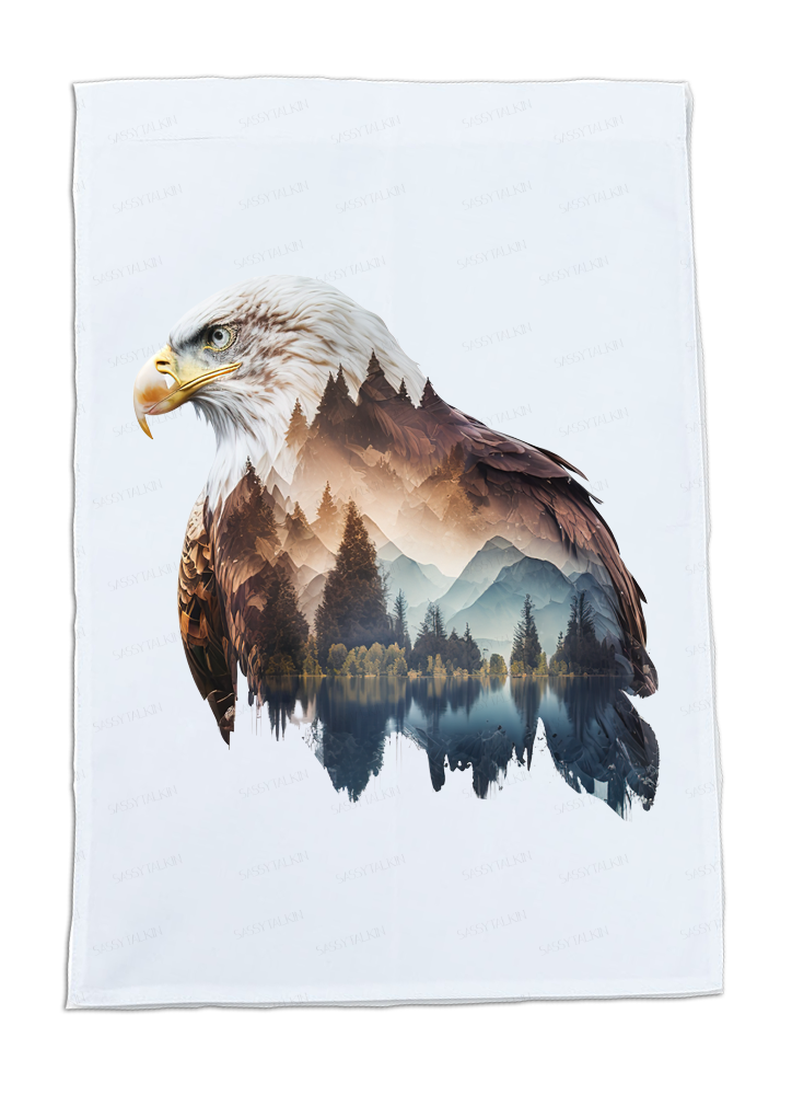 Mountain, Eagle, Dish Towel, Eagle with mountain scene