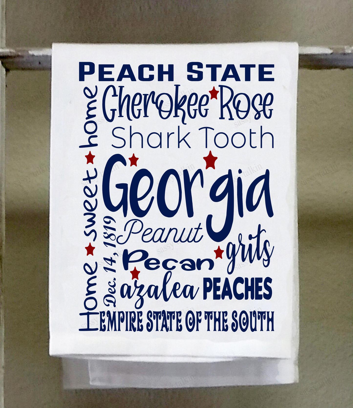 State Dish Towel, Red White Blue, state official symbols, Georgia