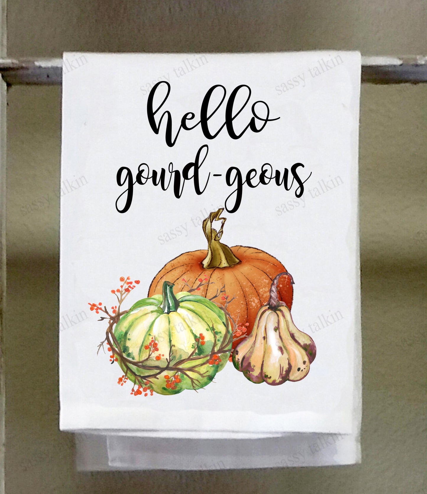 Fall Dish Towel, Hello gourd-geous