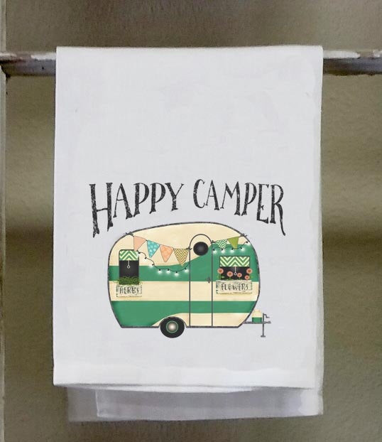 Camper Dish Towel, Happy Camper, Retro Camper