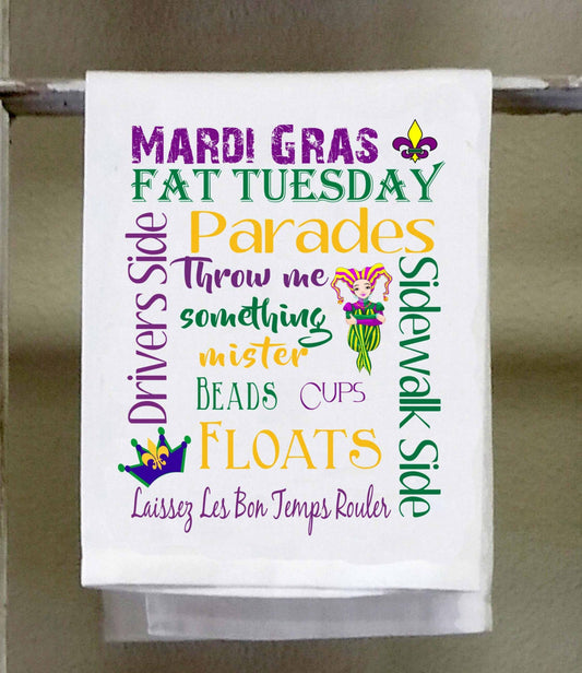 Mardi Gras Dish Towel,  Subway Sign