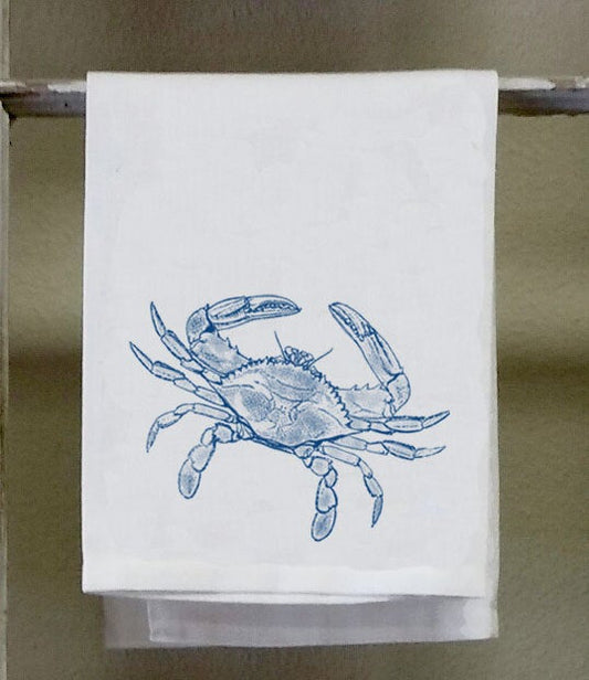 Seafood Dish Towel, Blue Crab or Burnt Red Crab, Illustration