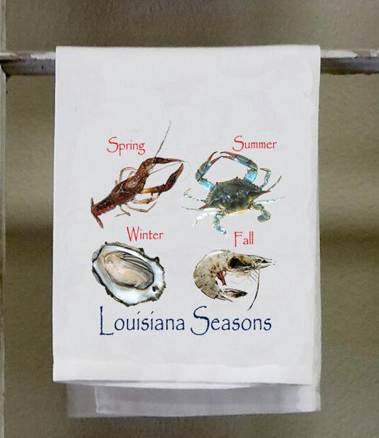 Seafood, Dish towel, Seasons Spring, Crawfish Crab Oyster Shrimp