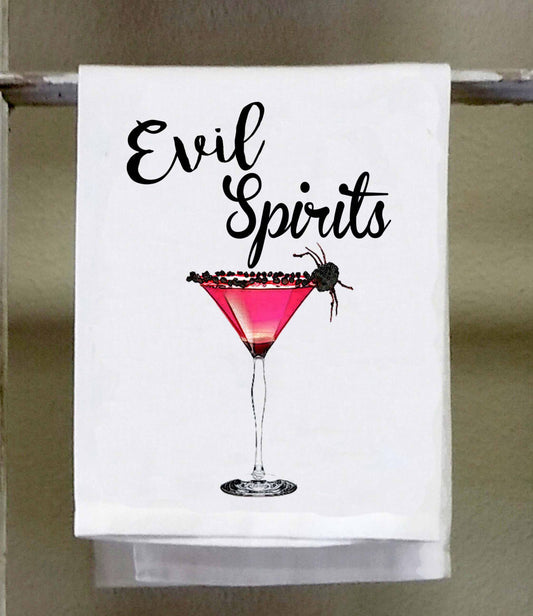 Halloween Dish Towel, Evil Spirits Spider Drink