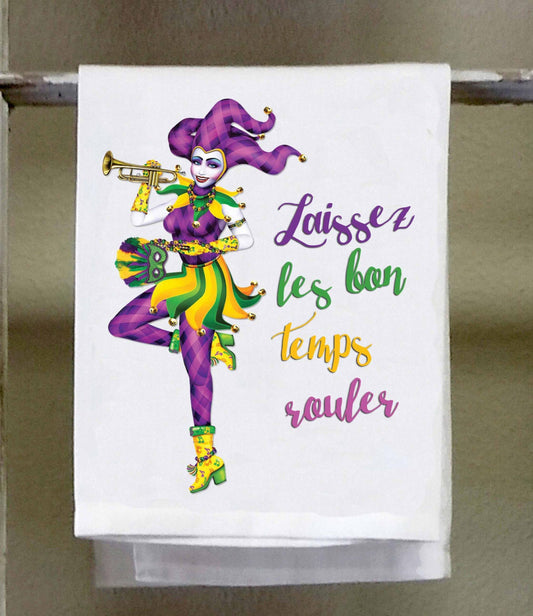 Mardi Gras Dish Towel, Jester, Laissez Les Bon Temps Rouler