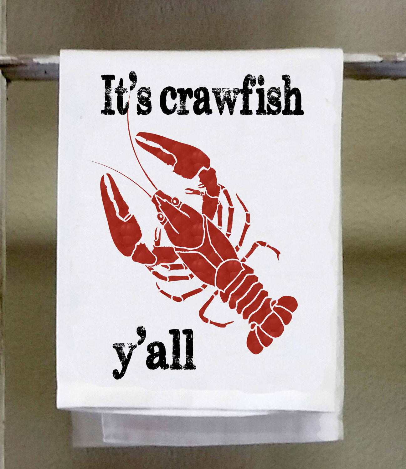 Seafood Dish Towel, It's Crawfish Y'all, Crawfish Illustration