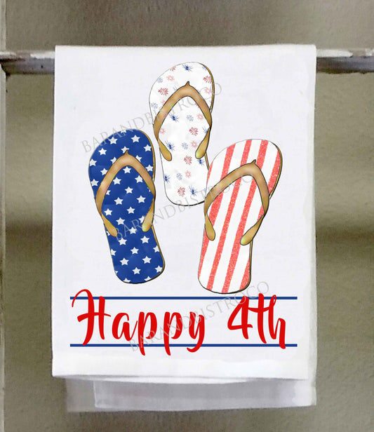 Shoe Dish Towel, Flip Flops Stars and Stripes, Red White & Blue