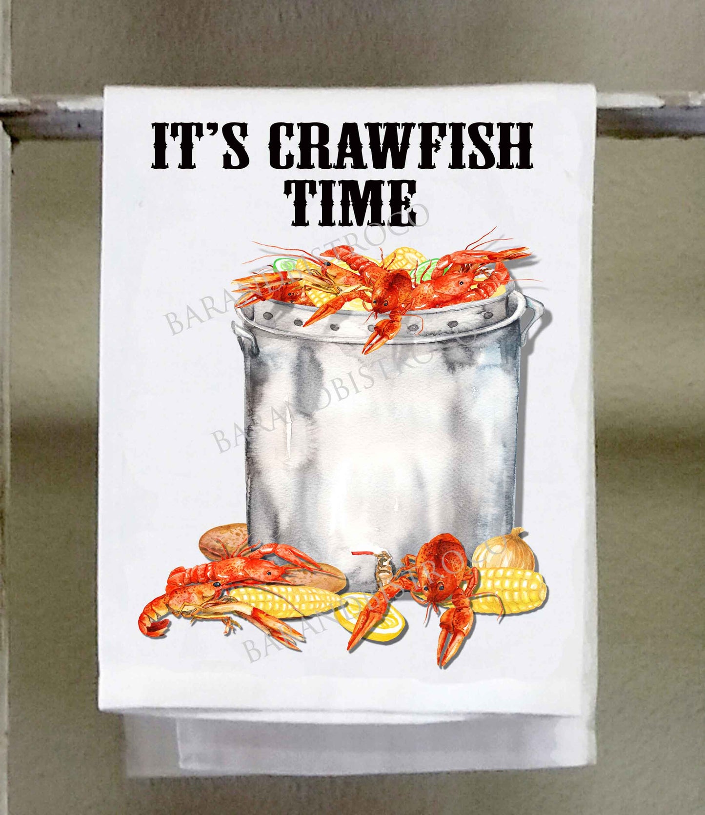 Seafod Dish Towel, It's Crawfish Time, crawfish pot