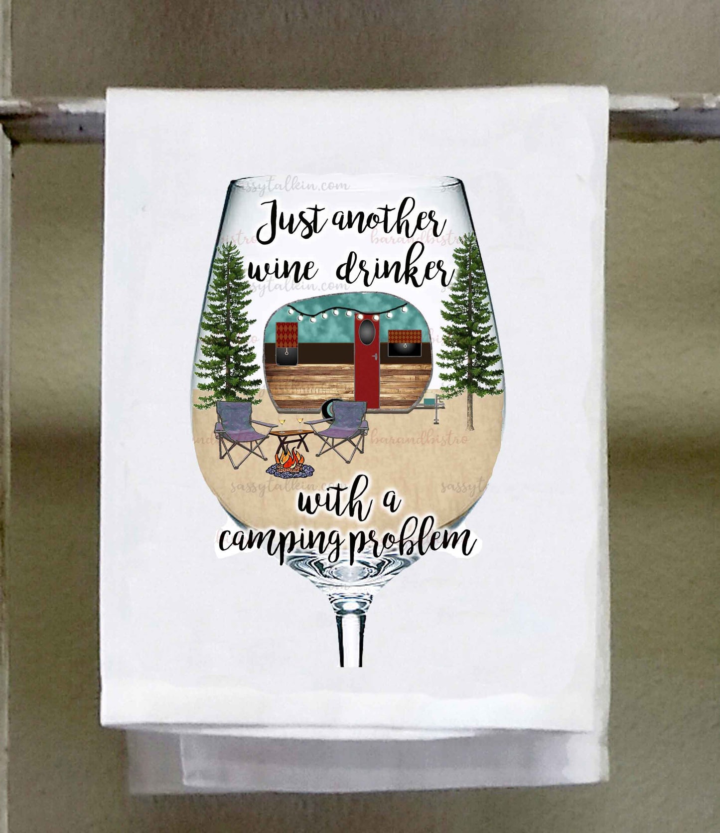 Camper Dish towel, Just another wine drinker with a camping problem