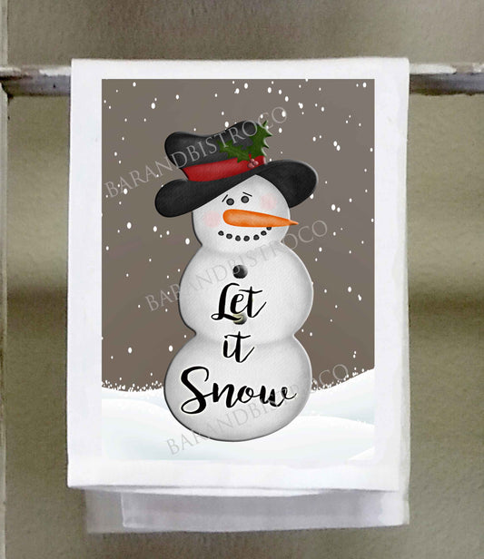 Christmas, Snowman, Let it Snow, snowing on a gray background