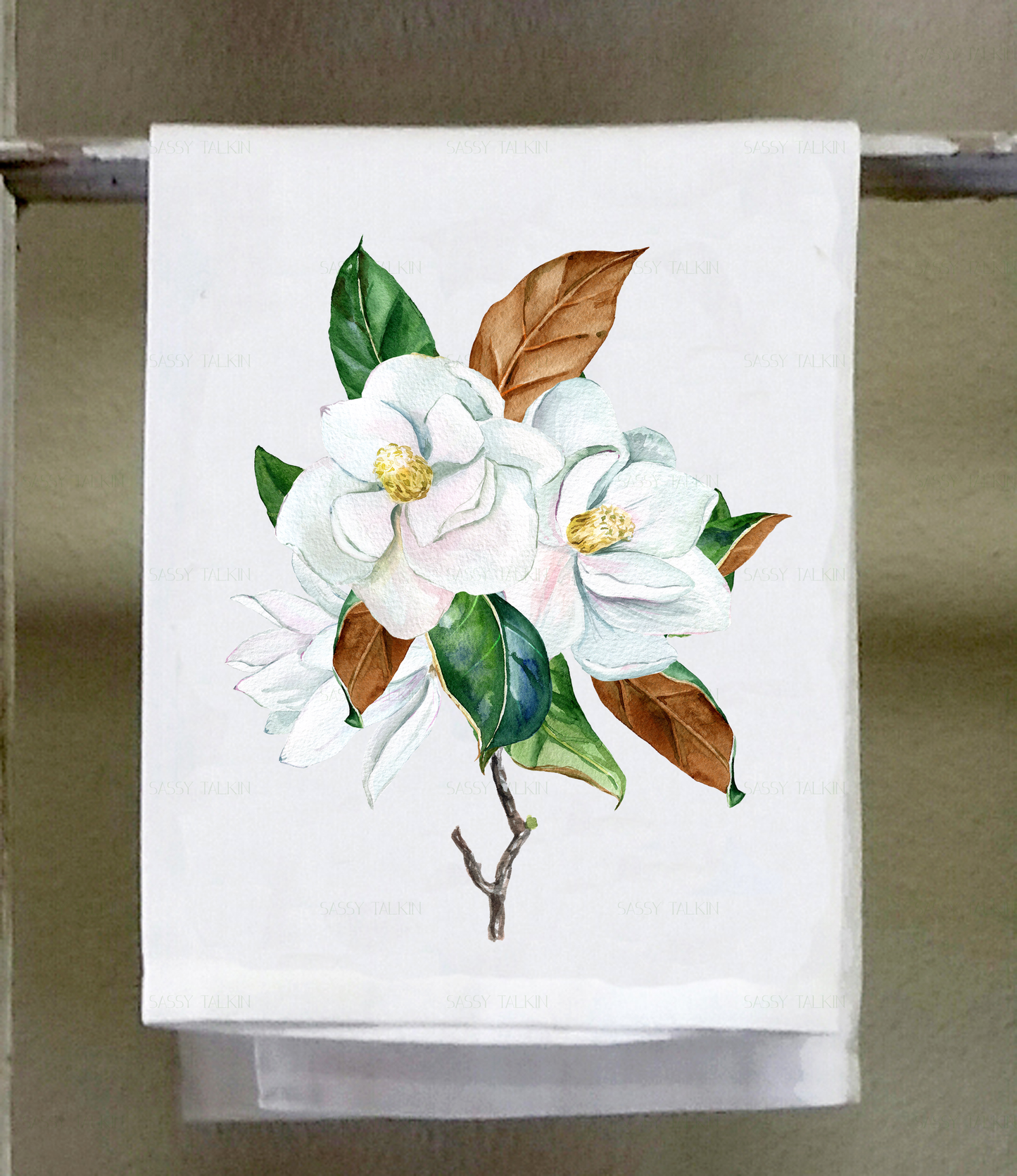 Flower, Dish Towel, Magnolia Design 1