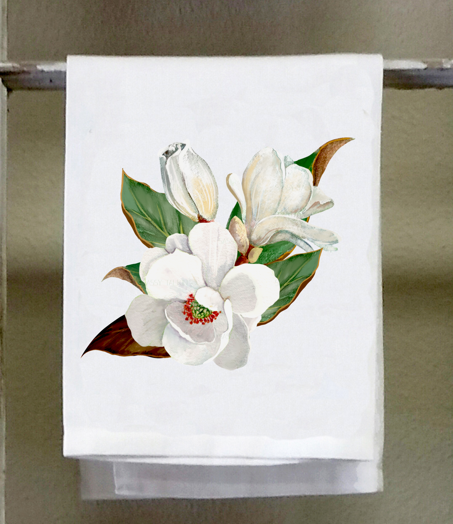 Flower, Dish Towel, Magnolia Design 2