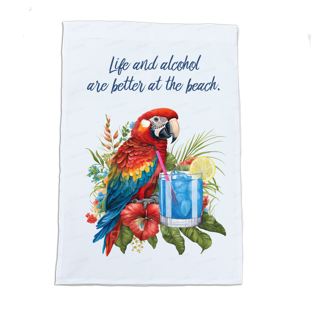 Alcohol, Dish Towel, Parrots with cocktails