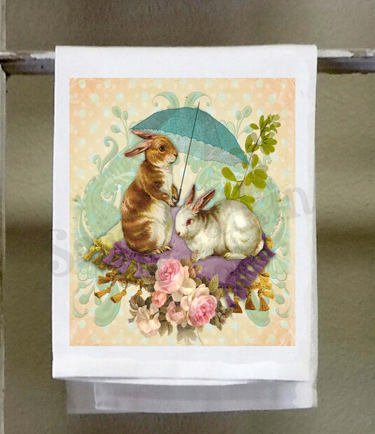 Easter Dish Towel, Easter Postcard, Umbrella