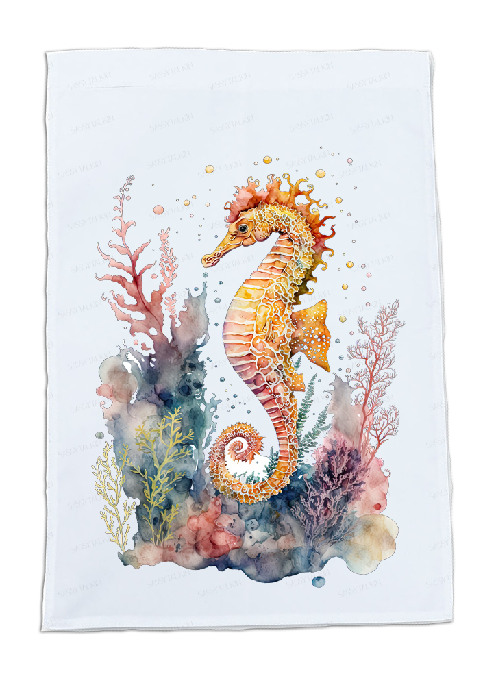 New, Beach, Sealife, Seahorses in the coral, blue and yellow