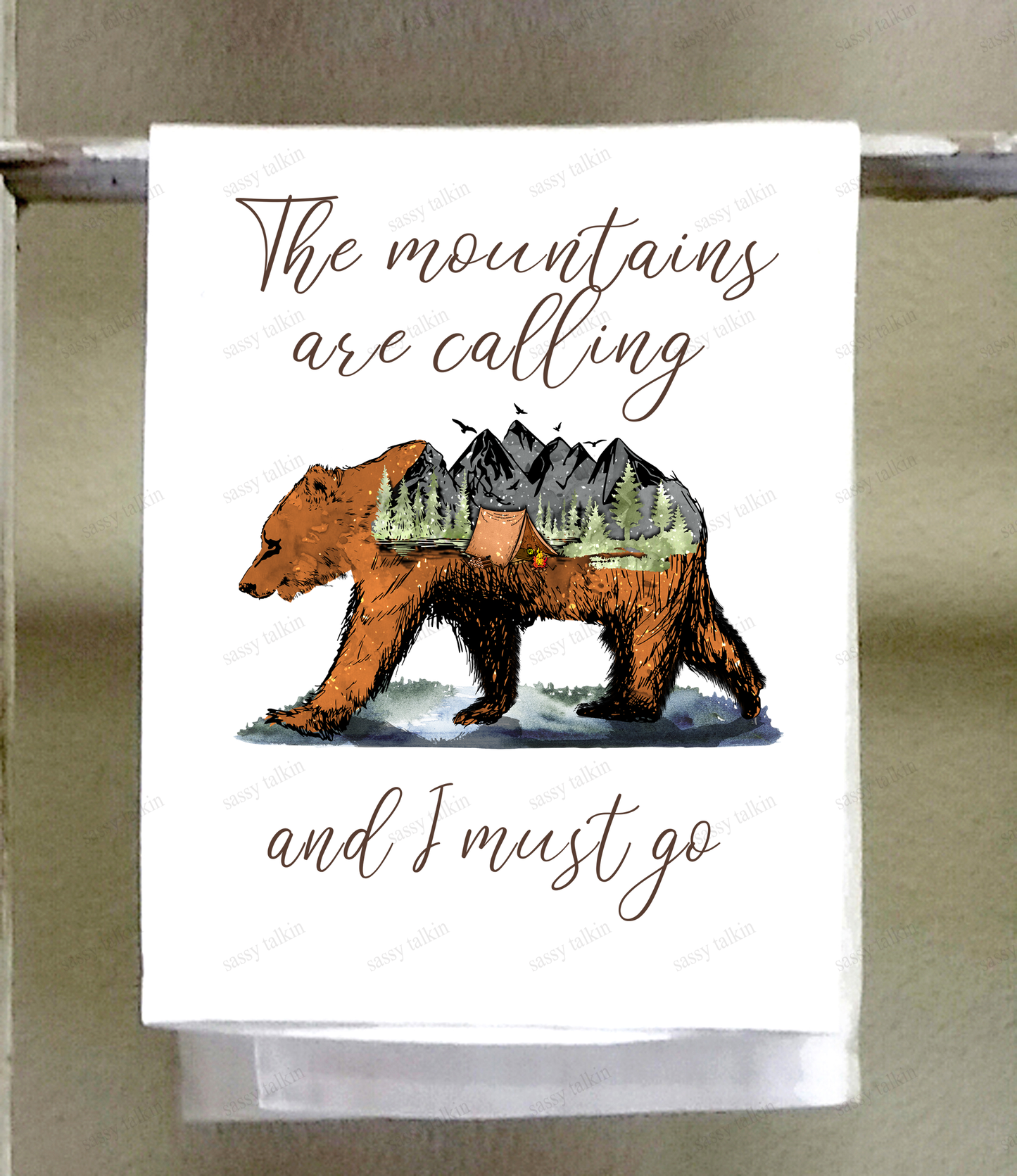 Camping Dish Towel, Camping, The Mountains Bear