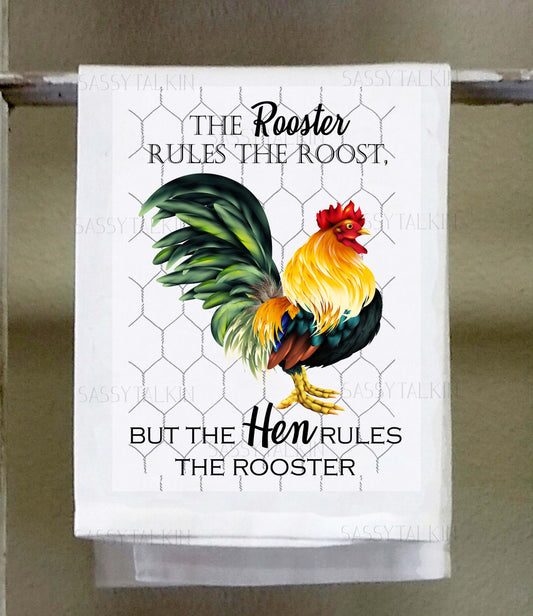 Country Dish Towel, The rooster rules the roost